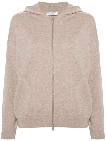 zip-up hooded cardigan