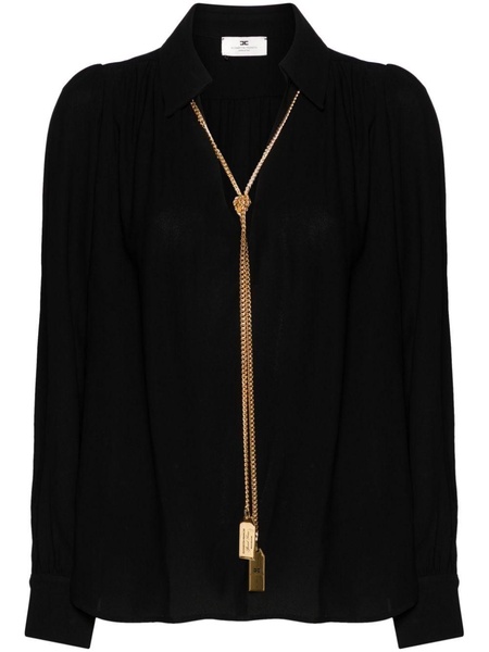 necklace-appliqué georgette blouse