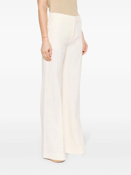 CHLOÉ Milk White Linen Flared Trousers - Women's Fashion SS24