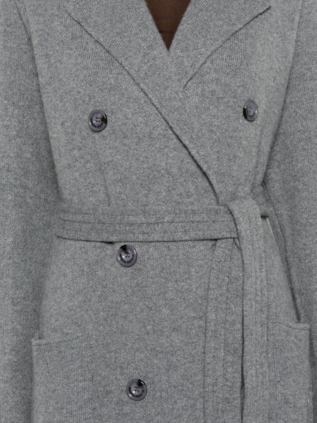 emblem-embroidered fine-knit coat