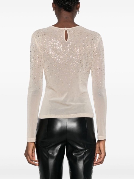 crystal-embellished mesh T-shirt