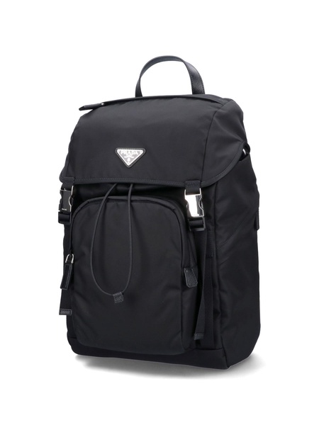 Prada Logo Patch Buckle-Detailed Backpack