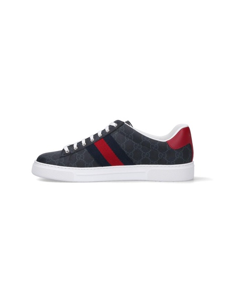 Ace Leather and Webbing-Trimmed Monogrammed Supreme Coated-Canvas Sneakers