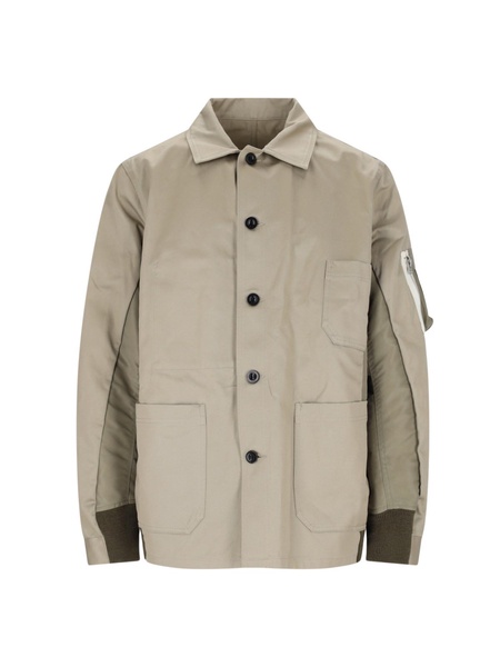 Nylon Detail Shirt Jacket