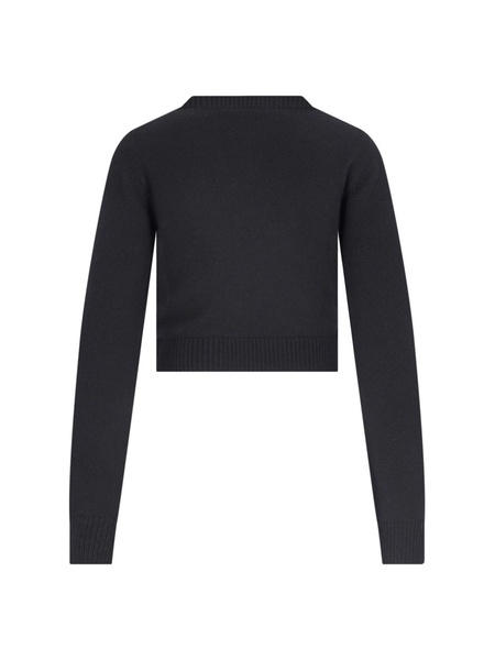 Miu Miu Women Cropped Sweater With Rhinestones