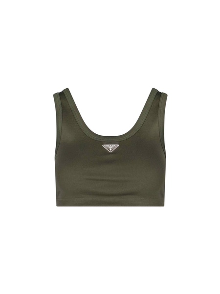 logo-plaque cotton tank top