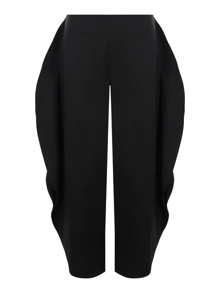 Virgin Wool Side-Slit Round-Leg Trousers