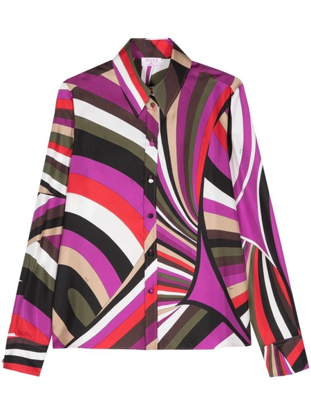 EMILIO PUCCI Multicolor Geometric Printed Silk Shirt for Women