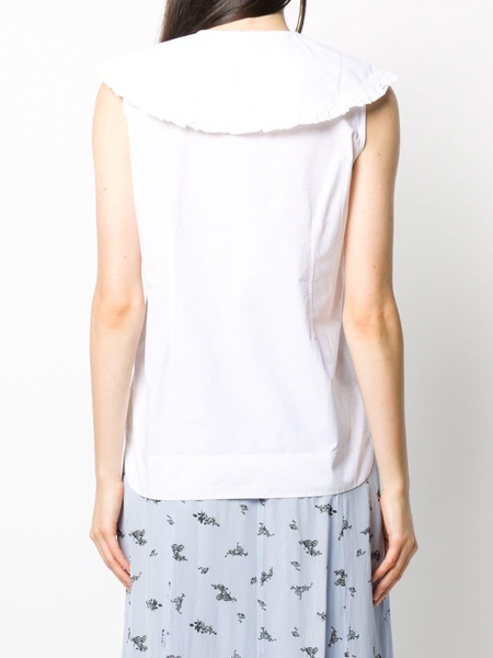 Cotton Sleeveless Shirt With Oversized Collar