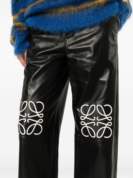 Anagram-motif leather palazzo pants