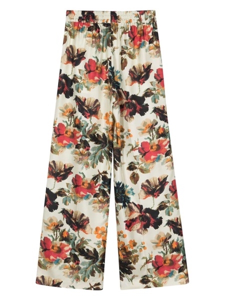 Alberto Biani Printed Silk Wide Leg Trousers