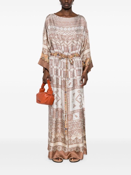 Pierre Louis Mascia Printed Silk Long Dress