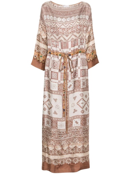 Pierre Louis Mascia Printed Silk Long Dress