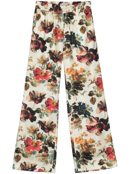 Alberto Biani Printed Silk Wide Leg Trousers