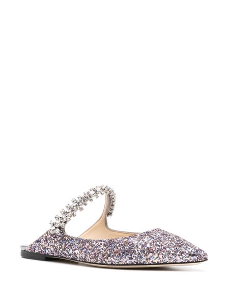 'bling Flat' Multicolor Mules With Crystal Strap In Glitter Fabric Woman