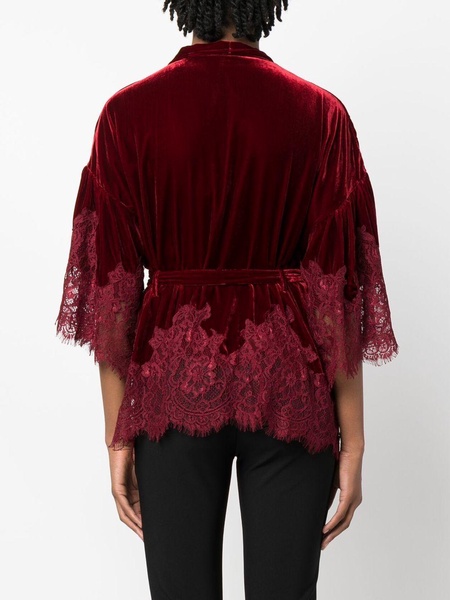 Gold Hawk Velvet Short Kimono