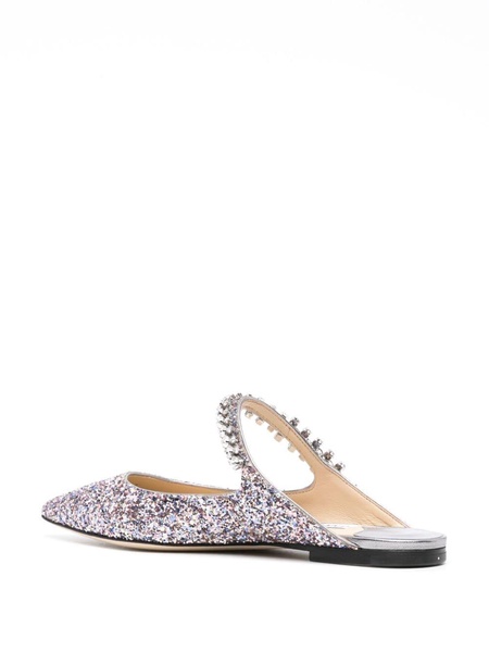 'bling Flat' Multicolor Mules With Crystal Strap In Glitter Fabric Woman