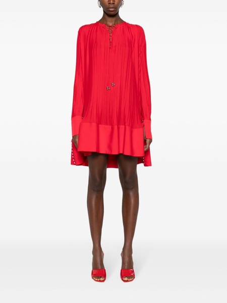 LANVIN Red Pleated Mini Dress in Crepe Material - SS24 Collection