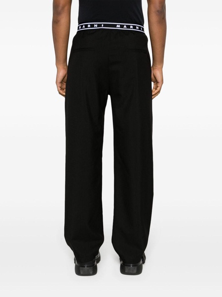 logo-jacquard wool trousers