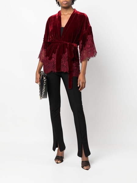 Gold Hawk Velvet Short Kimono