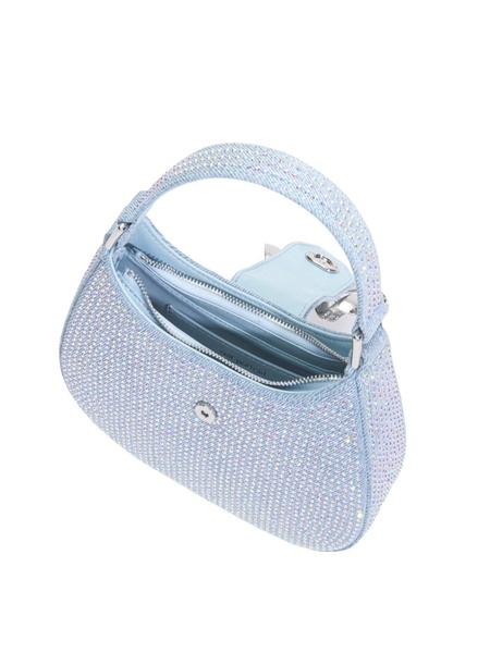 Blue rhinestone denim cresent bag