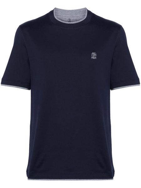 logo-embroidered layered T-shirt