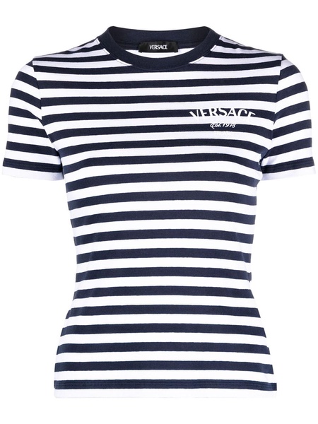 Versace Striped T-Shirt With Embroidery