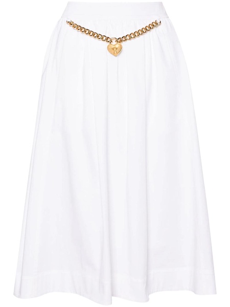 heart-charm ruched midi skirt