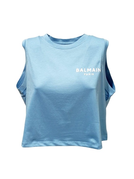 Balmain Flocked Logo Tank Top