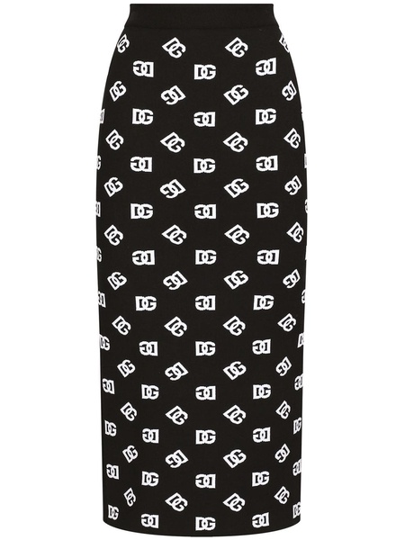 Dolce & Gabbana DG Logo Jacquard Midi Pencil Skirt