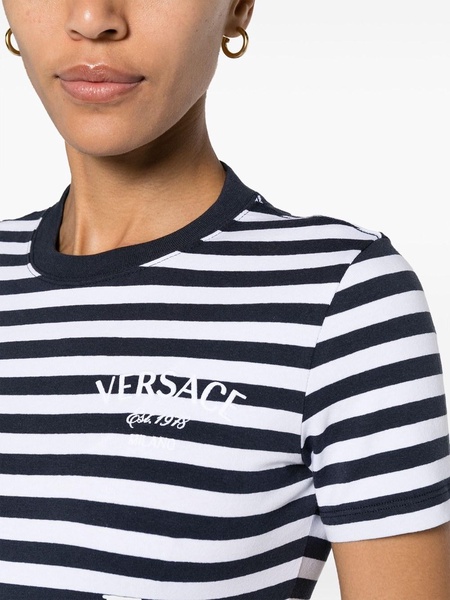 Versace Striped T-Shirt With Embroidery