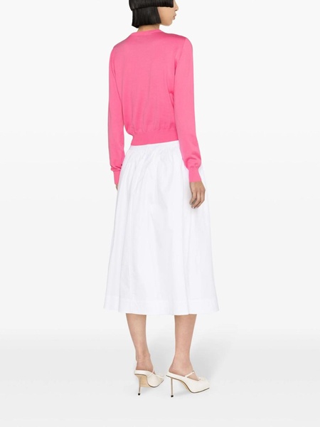 heart-charm ruched midi skirt