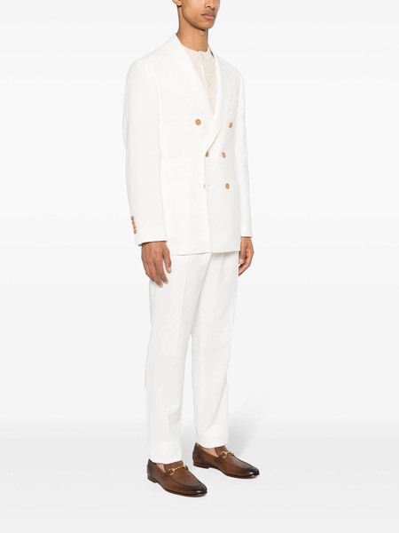 linen double-breasted suit