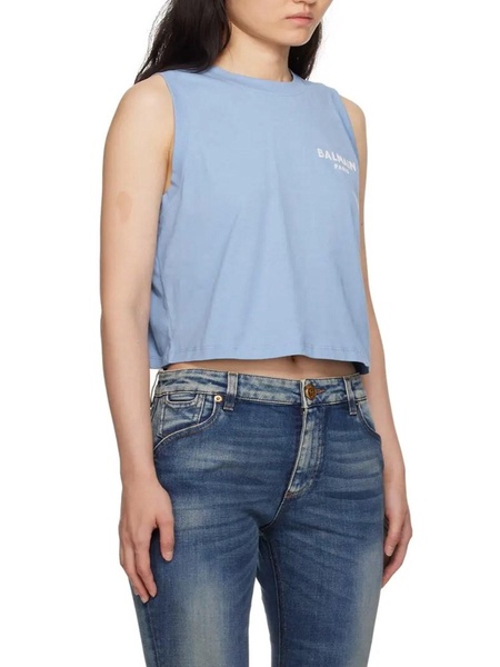 Balmain Flocked Logo Tank Top