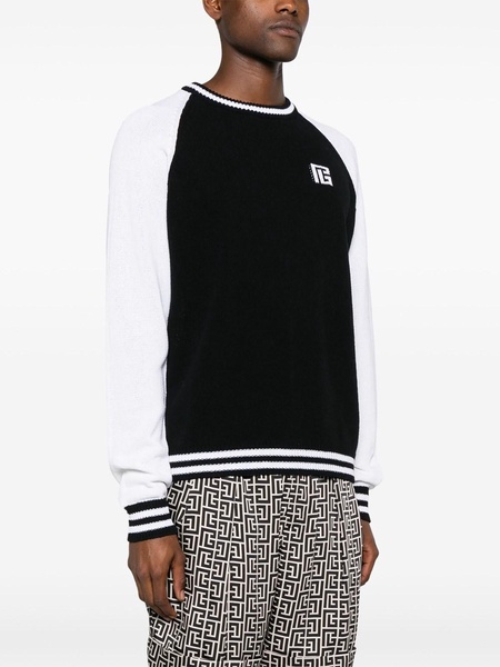 Balmain Ribbed Sweater With Color-Block Design