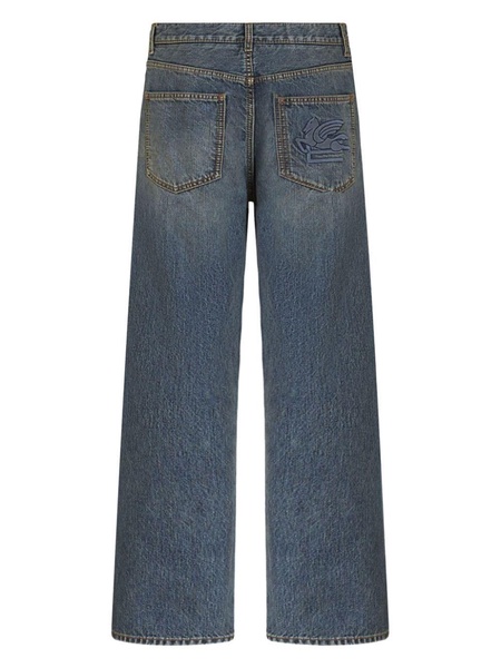 wide-leg cropped cotton jeans 