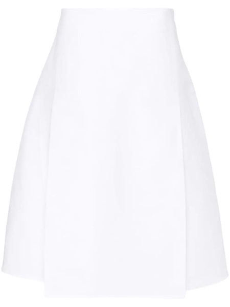 pleat-detail cotton midi skirt