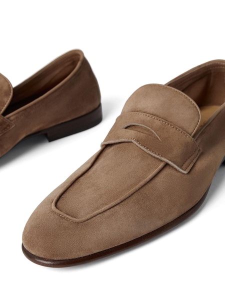 penny-slot suede loafers