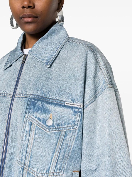 Bomber jacket with denim print