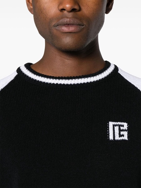 Balmain Ribbed Sweater With Color-Block Design