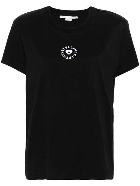 Cotton t-shirt with front printed logo in velvet effect