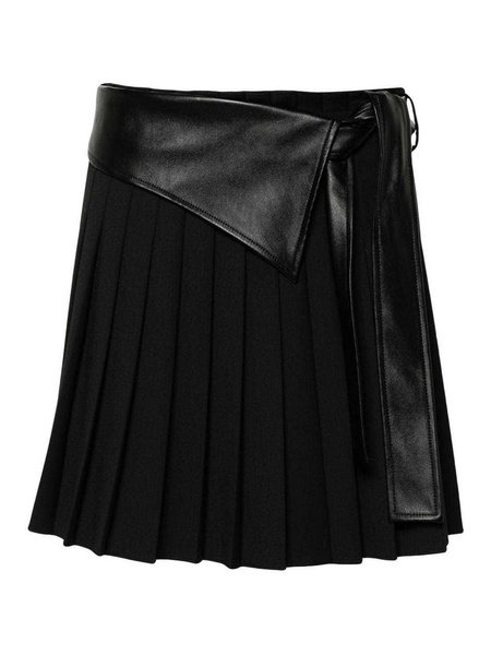 Pleated Faux-Leather Mini Skirt