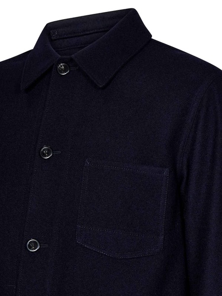 Burnham Workwear-Style Navy Blue Wool Jacket