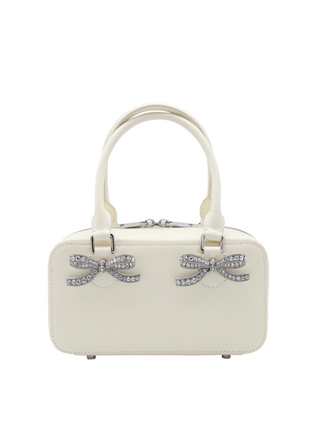 White Leather Top Handle Bag