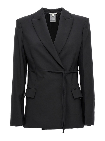 Double breast drawstring blazer jacket