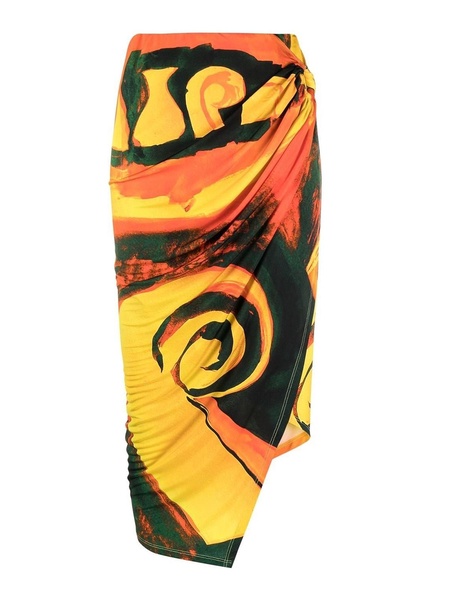 Long printed draped skirt