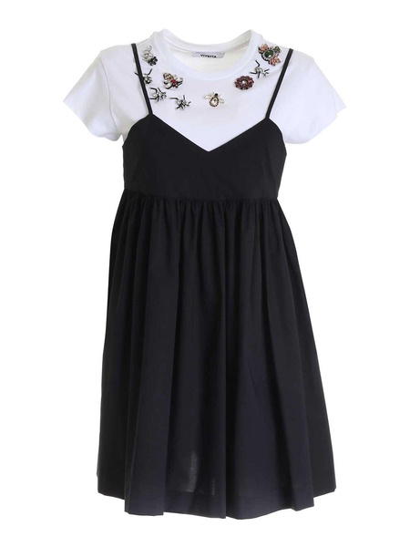 Embellished t-shirt dress in black and white