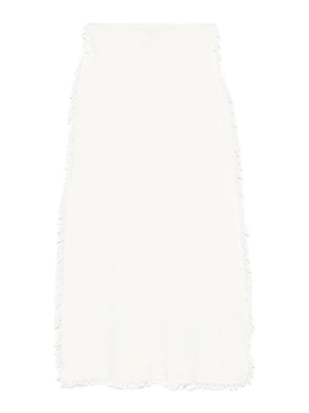 Wool Blend Grace Long Skirt With Fringes