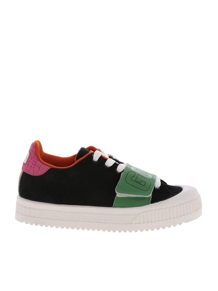 Suede sneakers with velcro strap