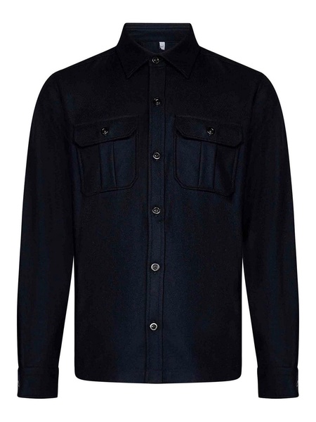 Midnight Blue Wool Blend Overshirt